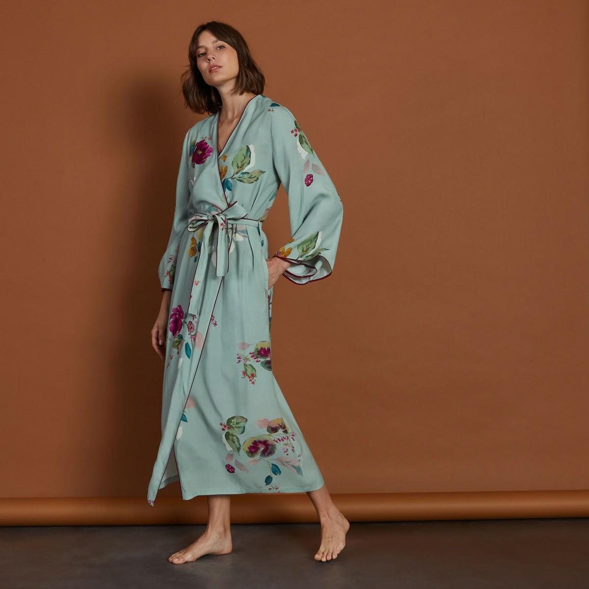 Kimonos & Robes De Chambre Laurence Tavernier | Robe De Chambre Eaux Vert De Gris Femme